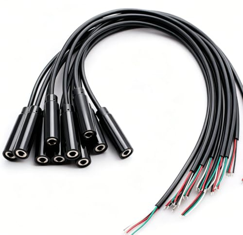 VISSQH 10Pcs 3,5mm Buchse zum blanken Draht mit offenem Ende TRRS 4-polige Stereo-1/8-Zoll-zum löten 3.5mm mini stereo klinkenstecker Cable for Repairing Audio Kopfhörer Cables(30cm)