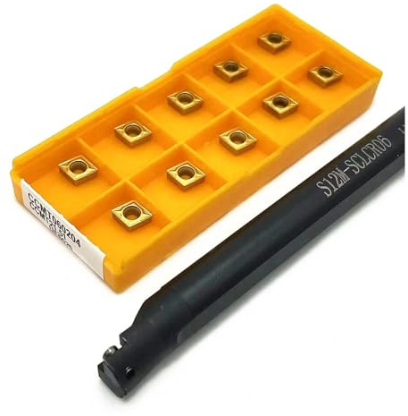 Metall-Drehmeißel-Bit-Set, S12M-SCLCR06 (12 mm), Drehmeißelhalter for Drehmaschine + 10 Stück CCMT060204 UE6020 Dreheinsätze for Metall