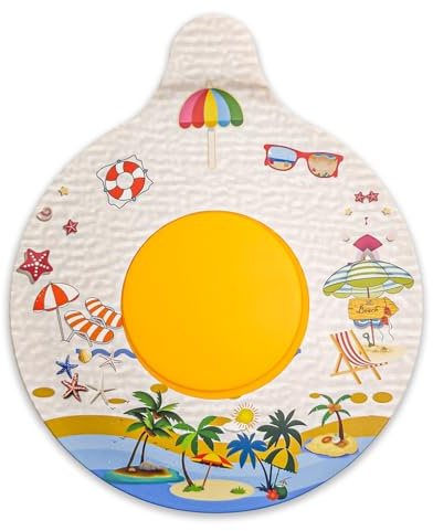 Silicone Bathtub Drain Stopper with Beach Scenery Print - Universal Tub Plug Cover, Beautiful Coral Reef Design - Ideal Gift for Kids, Tots, Babies (White)
