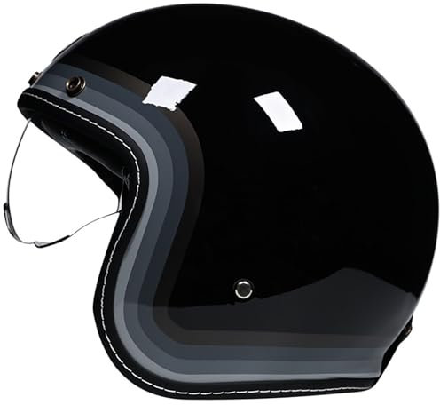 Casco Moto Jet Adulto, Moto Mezzo Casco Retrò Omologato DOT/ECE, Casco Jet Stile Tedesco Caschi Cromwell Per Uomo Donna, Casco Semi Aperto Per Scooter Street Cruiser 1,L=59-60CM