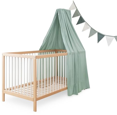 Ehrenkind® Kinderzimmer-Deko-Set: Baldachin & Wimpelkette für magische Momente | Oeko-TEX Zertifiziert | Kinderzimmer Deko | Baldachin Kinderzimmer | Betthimmel, Jade