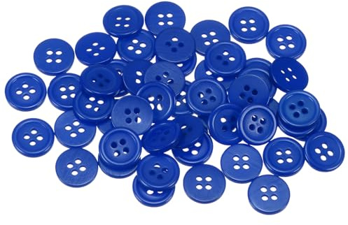 QUARKZMAN 100 Stück Blau Knöpfe 12,5 mm Große Nähknöpfe 4 Löcher Harz Runde Bastelknöpfe Ersatzknöpfe für Mantel Kleidung Jacke Hemden Blazer DIY Handwerk Scrapbooking Dekoration