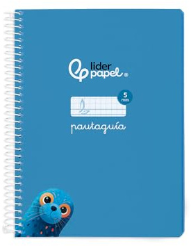 Liderpapel Spiralheft, DIN A5, weißer Einband, 40 H, 75 g, kariert, 5 mm, Blau
