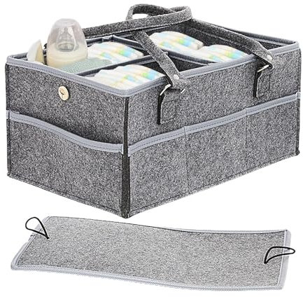 ycezw Windeltasche – Mehrzweck-Wickeltasche, leichte Windeltasche, strapazierfähiger und geräumiger Windelorganisator mit isolierten Taschen, bequeme Schultergurte, ideal für Reisen, grau, Se référer