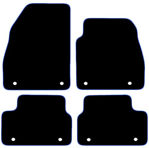 Vauxhall Insignia 2013 to 2017 4 Piece Set With 8 Clips Car Mats UK-Made Tailored Fit Carpet Floor Mats Full Coverage Compatible Accessory Blue Trim