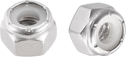 TA-VIGOR 25Pcs 1/4-20UNC Nylon Hex Lock Nuts, 304 Stainless Steel Nylon Insert Self-locking Nuts, Hexagon Threaded Nyloc Nut for Lock Washers Bolts Screws