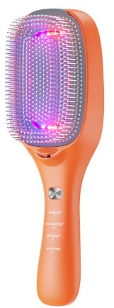 Electronic Laser Hair Brush,EMS,Red Light,Blue Light & Negative Ions – Smoothing Hair Comb,Hair Care & Strengthening,Massage,Anti Hair Loss Brush,Gigt for Men & Women,Orange