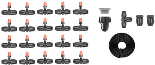 Kit d'irrigation goutte à goutte pour tuyaux d'irrigation, raccords à 3 voies et -arroseurs réglables orange, pièces d'irrigation goutte à goutte 360° pour terrasse, pelouse et (D)