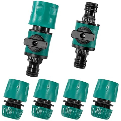 Raccordo Tubo Acqua Giardino Raccordo per Tubo con Valvola di Regolazione Attacco Rapido Acqua per Tubi da 1/2 Pollici Raccordi per Tubi Irrigazione con Valvola di Controllo (6 Pack)