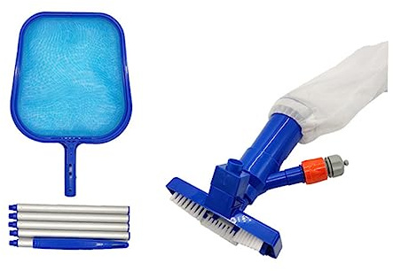 Happyyami 1 Set Pool Cleaning Kit with Vacuum Jet Suction Head Mesh Net Rod Efficient Swimming Pool Cleaner for Leaf and Debris Removal Convenient Accessory
