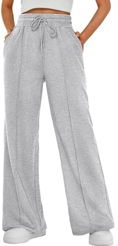 Joligiao Pantaloni da Jogging da Donna Pantaloni Tuta Vita Alta Pantaloni Sportivi Donna in Cotone Pantalone Comodo Gamba Larga Leggeri Pantaloni Casual con Tasche e Coulisse per Jogging Fitness Sport