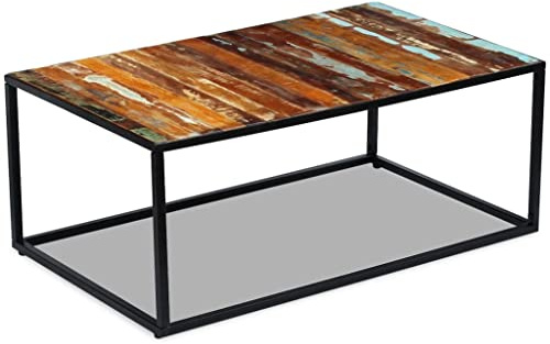 WEMYUFURN Massivholz Couchtisch aus Altholz, Handgefertigter Kaffeetisch mit Einzelstück-Optik, Robuster Wohnzimmertisch aus Teak, Mango oder Akazienholz