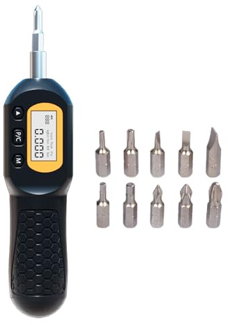 Cacciavite dinamometrico digitale con display LCD Controllo di precisione della coppia ABS Design portatile Include 10 punte per meccanici professionali Set di cacciaviti dinamometrici portatili