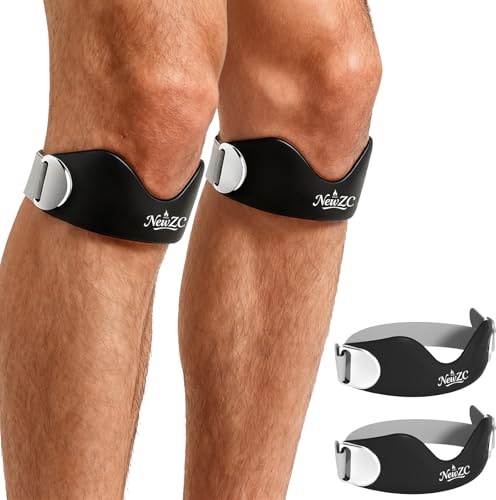 NewZC Ginocchiera Rotula Sportiva 2 Pezzi Tutore Ginocchio Rotulea Regolabile Fascia di Supporto Ginocchio Uomo Donna - Cinturino Sottorotuleo con Supporto in Silicone per Palestra Corsa Calcio Basket