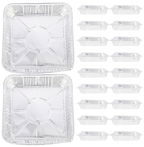 UTHCLO 20 pezzi Teglie Quadrate in Alluminio per Forno e Grill Vaschette Resistenti ad Alte Temperature per Pane Torte e Barbecue Usa e Getta per Catering e Pulizia Facile