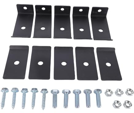HUSHUI Mesh Panel Mounting Kit, Sturdy Carbon Steel Brackets with 5 Sets Screws and Nuts, Weatherproof Fence Fasteners for Concrete Wood Metal Surfaces