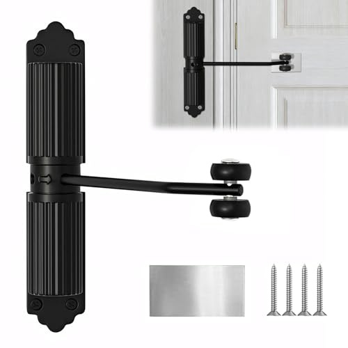 Forbabe Edelstahl Automatischer Türschließer Einstellbar Zimmertür | Türschliesser für Innen- und Außenbereich mit 4 Schrauben und Einstellhebel Door Closer für Büros Gartentore (Schwarz)