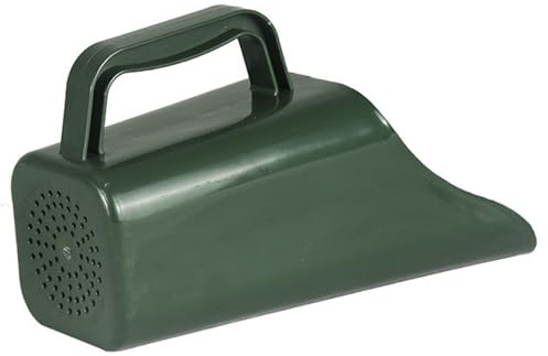 Bemonew Pala a mano multiuso per giardinaggio con fori per setacciare, paletta in plastica per terriccio, piante da interno e lavori in giardino (verde scuro)