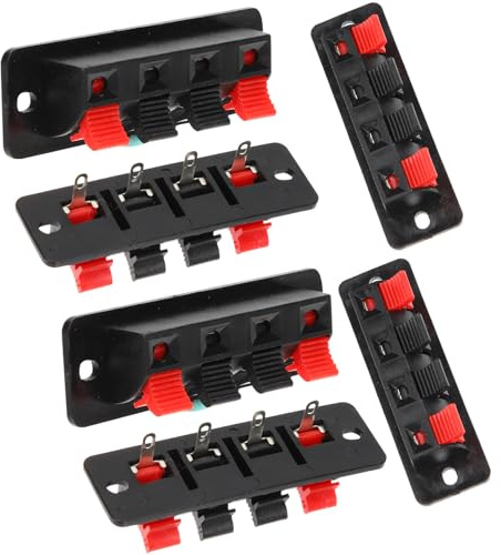 Hemobllo Connettori Terminali per Altoparlanti Stereo a 4 Vie in Abs | Pacco da 6 Pezzi, Nero, Collegamento Elettrico Rapido, per Strumento e Subwoofer Box