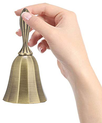 AMONIDA Vintage Handklocka för middags- och Klassrumsanvändning, Elegant Handklocka i Zinklegering för Bartjänster, Högt och Tydligt Ljud, Perfekt för Att Varna Gäster eller Studenter, Finns i Flera