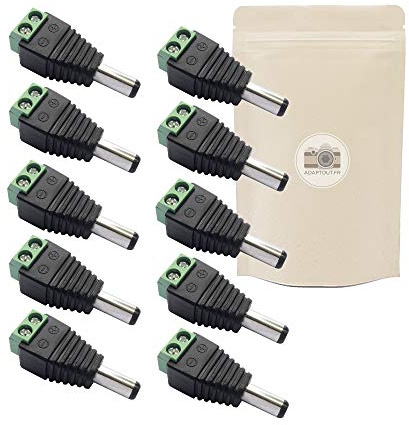 10x Morsetto DC 12V spina maschio 5,5x2,1mm a 2 vie - Connettore alimentazione - Adaptout marca francese