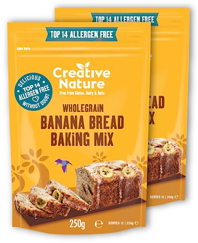 Gluten Free Cake Mix | Creative Nature Banana Bread Vegan Cake Mix | Nut Free, Dairy Free Baking Mix | Top 14 Allergen Free | 2 Pack