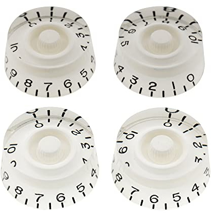 Musiclily Pro Linkshänder Imperial Zoll Größe Zylinder-Form Potiknopfe Speed Knobs für USA Les Paul Style E-Gitarre, Weiß (4er Set)