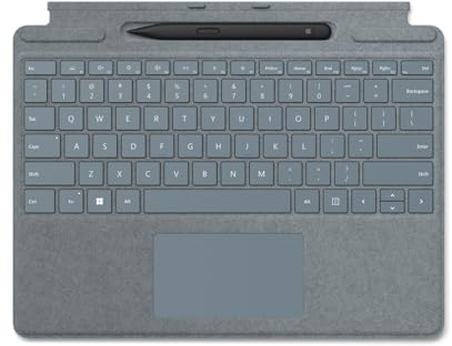 Microsoft Surface Pro 8 / 9 / X Signature Keyboard Eisblau im Bundle mit Slim Pen 2 Schwarz