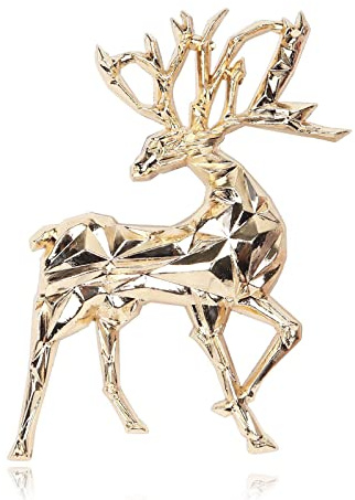 Yienate Mode Elch Brosche Schön Weihnachten Kitz Stift Sohn des Waldes Korsage für Männer und Damen (Gold)