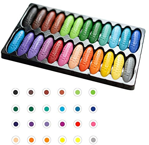 LINISME Kleinkinder Wachsmalstifte, 24 Arten Toddler Wax Crayons Erdnussstifte Kleinkind Waschbar Sicher Farben für Kinder Graffiti Malerei Ostern Farbstift Schule Briefpapier Kunstbedarf