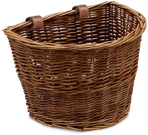 ProSource Wicker Bike Basket Front Cargo for Women and Men, Fits Most Bicycles, Beach Cruisers, Stationary Equipment, and Ebikes, Brown