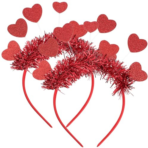 minkissy 2st Liebe Stirnband Liebesförmiger Haarreifen Herz Stirnband Bopper- Antenne in Herzform Stirnbänder Für Frauen Amor Zubehör Fräulein Stoff Blumenmädchen