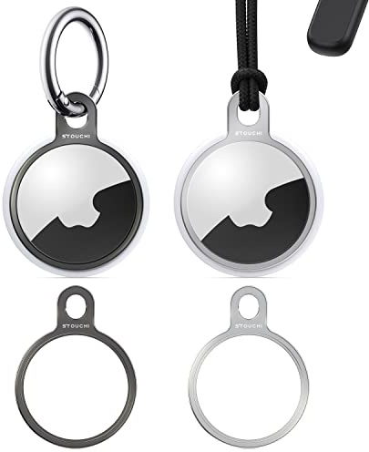 Stouchi 4-pack] nyckelring rostfritt stål Case Holder Cover med 4 nyckelringar enkel installation smal design för Key Finder tillbehör