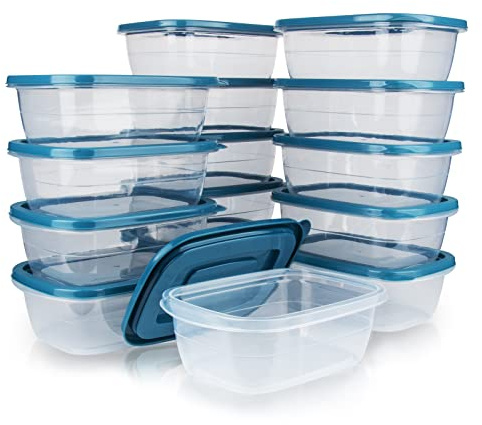 EFISH Juego de 15 Cajas Cubo Rectangulares de Plástico con Tapas,Cajas de almacenamiento de alimentos,conjuntos de contenedores de alimentos,contenedores.Para la escuela, 500ML