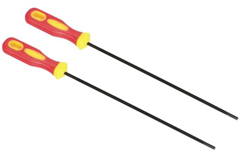 PATIKIL Chainsaw Chain Sharpening File, 2 Pack 5/32-Inch (4.0 Mm) Round Chain Saw Sharpener File with Plastic Handle for Chainsaw, Red Yellow