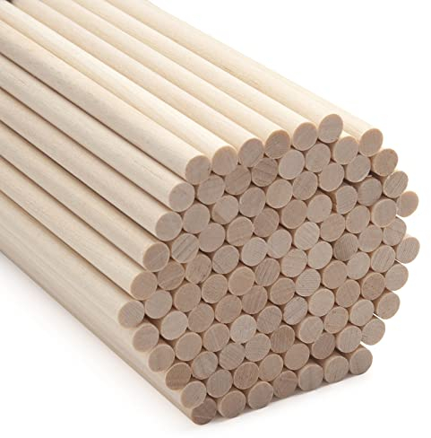 Wood Dowels Wooden Dowel Rods, 100PCS 6mm*150mm Round Wooden Sticks for Arts and Crafts, Small Unfinished Hardwood Sticks for DIYers Crafting, Cake Support, Lollipop, Photo Booth Props, Home Decor