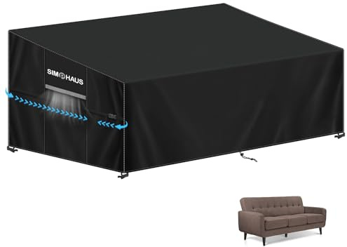 SIMPHAUS Överdrag till trädgårdssoffa för 3–4-sitsig lounge soffa skyddande hölje lounge set vattentätt skydd för loungesoffa vindtät 420D oxfordtyg 235 x 99 x 89/61 cm