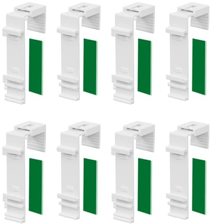 ShnminEU 8 STK. Klemmhalter lang für Klemmfix Doppelrollo Duo-Rollo zum Klemmen und Kleben ohne Bohren als Zubehör oder Ersatzteil für die Aufhängung am PVC-Fenster, Balkontür