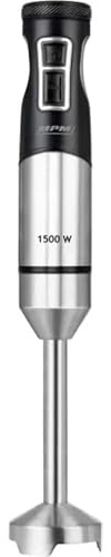 MPM - Batidora de varillas de acero inoxidable - Batidora con control de velocidad y función turbo - 1500W - Negro