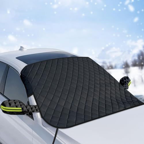 HUANGLG Windscreen Cover Frost, Car Windscreen Cover for Winter, Car Screen Cover Winter Ultra Thick with Two Ear Muffs, Windshield Cover for Ice and Snow, Perfect for Cars and SUVs (63'' x 51'')