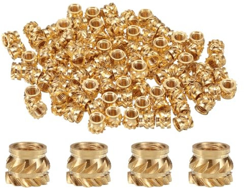 QUARKZMAN 100 piezas de Insertos Roscados de Latón M3 Latón Insertar M3x4mm, OD 5mm Tuercas Insertadas Estriadas, Tuercas de Inserción Roscadas de Latón para Impresión 3D