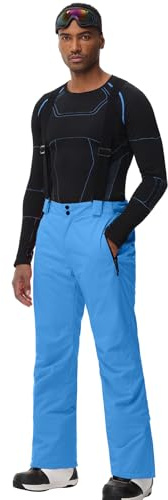 ALSOGO Pantalones de esquí para hombre, impermeables, cortavientos, para invierno, para la nieve, para exteriores, con tirantes desmontables, azul, M