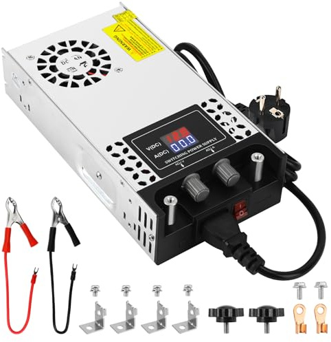 Ajustable Fuente de Alimentación DC 0-12V 50A 600W Transformador, 230V AC a DC 0-12V 0-50A Fuente Alimentación 600W con Pantalla LED, Muestra claramente dispositivo salida tensión y corriente