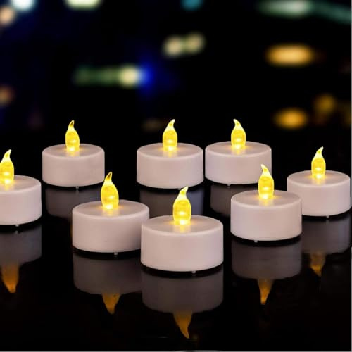 Tappovaly 50 Stück LED Teelichter,LED Flammenlose kerzen, Flackern Teelichter, elektrische Kerze Lichter Batterie Dekoration für Weihnachten, Weihnachtsbaum, Ostern, Hochzeit, Party