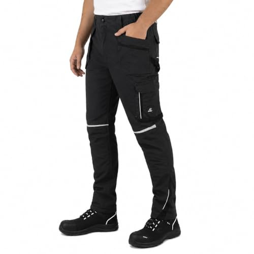 BWOLF Drift Ice Arbeitshosen Männer Winter Arbeitshose Herren Winter Wasserdicht, Kälte- Und Winddich mit reflektierenden Elementen (DE/NL/SE/PL, Alphanumerisch, L, Regular, Regular, Schwarz/Grau)