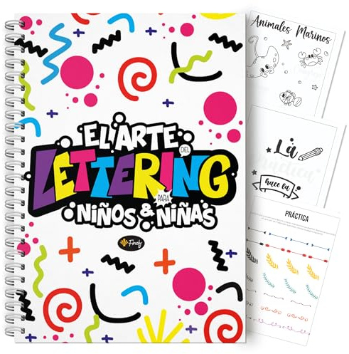 Finoly Cuaderno Lettering | Cuaderno Lettering para Niñas | Cuaderno Lettering Niños | Libro Lettering | Libreta Lettering | Libro Lettering Niños | Cuaderno Lettering Principiante para Colorear