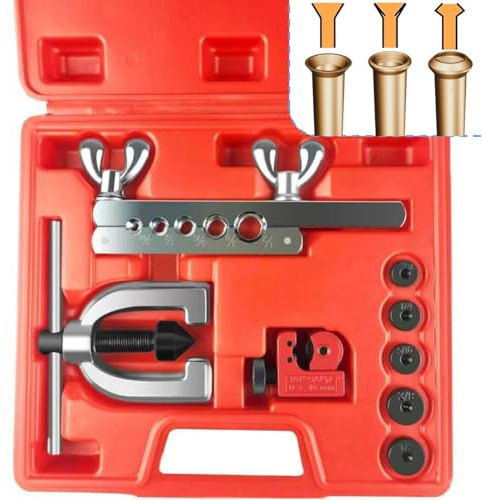 Kit d'outils d'évasement de Conduite de Frein, Outil Double et Simple évasé pour tuyaux de Carburant en cuivre et Aluminium de 3/16, 1/4, 5/16, 3/8 et 1/2