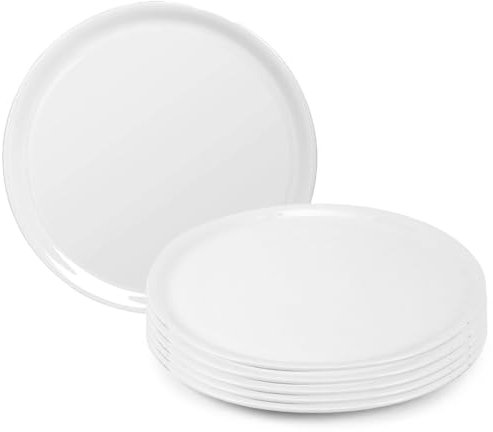 PALUPLUS 6 Piatti Pizza Rotondi in Porcellana, Diametro 33 cm, Altezza 2,5 cm, Piatto Bianco,Adatti per Uso Quotidiano e Cene Formali -939F