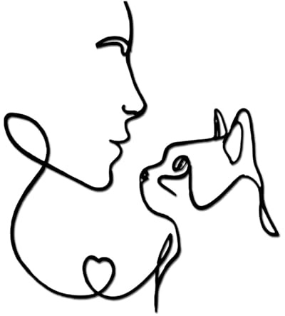 Generisch Metall-Wanddekoration „Mädchen und Katze“, Metall-Wandkunst „Frau schaut Katze an“, Tier-Wandbehänge, Schwarze Wanddekoration for Schlafzimmer, Wohnzimmer, Büro