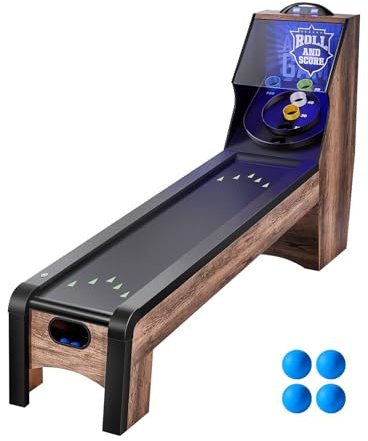 VEVOR 9' Roll and Score Classic Arcade Game Table, Indoor Skyball Machine Game Set with LED Electronic Scorer, Sound, Automatic Ball Return Home Recreation Game Room, 4 Balls Included